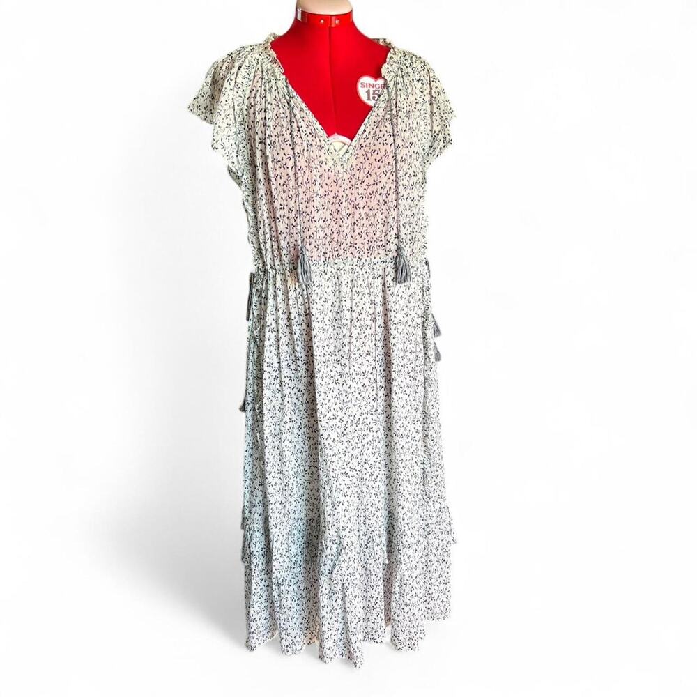 Ulla Johnson Anja ruffled floral-print cotton-crepon midi dress size 4 boho